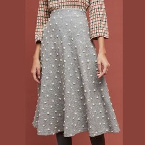 Anthropologie Maeve Snow Flurry Skirt - Gray - Medium (M)